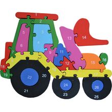 Vzdělávací dřevěné puzzle - Traktor