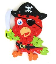 Vzdělávací dřevěné puzzle - Papoušek pirát
